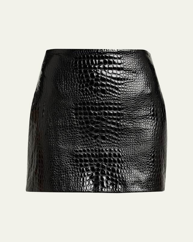 Gerard Croc-Embossed Faux Leather Mini Skirt